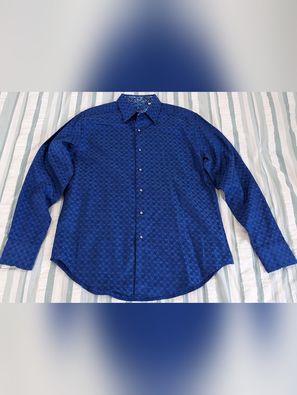 Men's Robert Graham Diamante Sport Shirt Cobalt Blue Size Medium